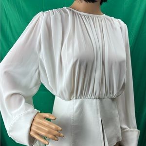 Raquel Faux White Leather Trim Top
